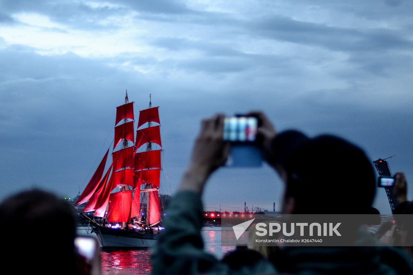 rehearsal of "Scarlet Sails" school-leavers' night show in St. Petersburg