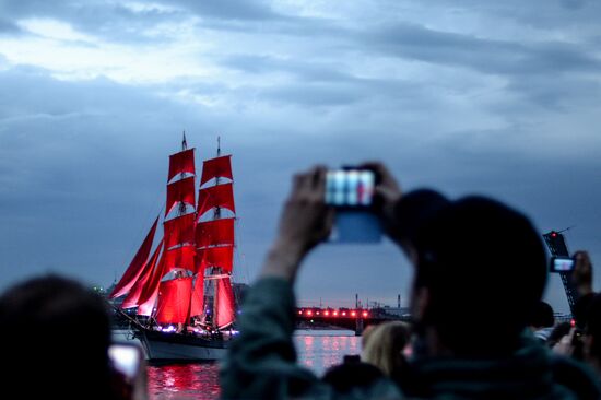 rehearsal of "Scarlet Sails" school-leavers' night show in St. Petersburg