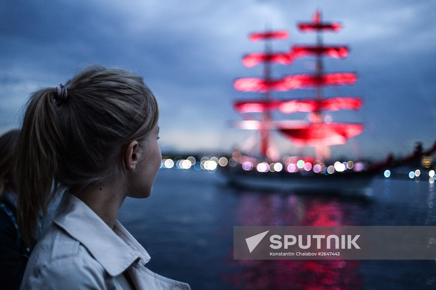 rehearsal of "Scarlet Sails" school-leavers' night show in St. Petersburg