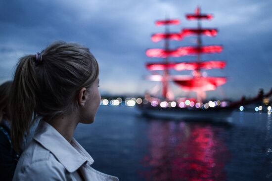 rehearsal of "Scarlet Sails" school-leavers' night show in St. Petersburg