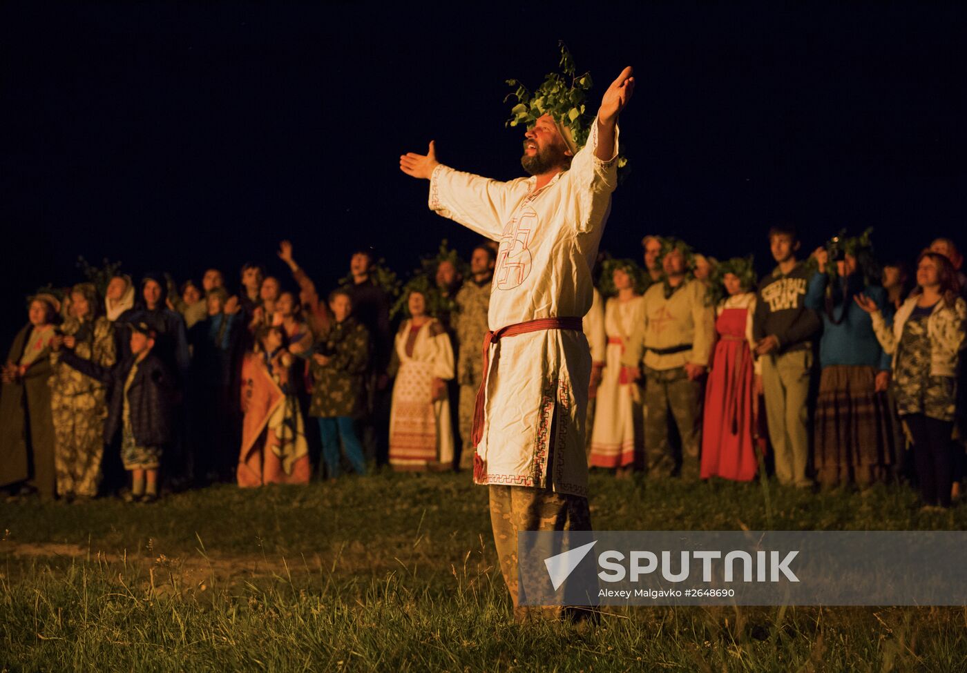 Celebrating summer solstice in village of Okunevo