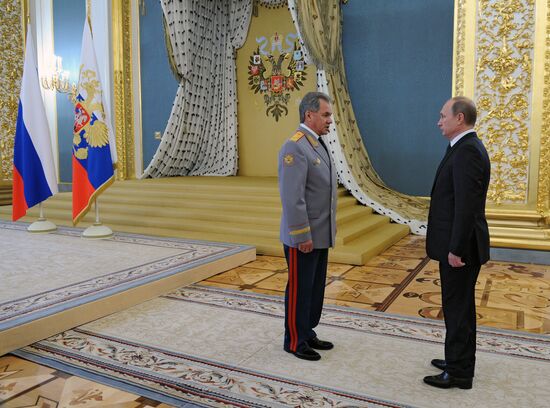 Russian President Vladimir Putin hosts reception in honor of military academy graduates