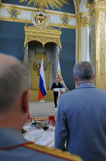 Russian President Vladimir Putin hosts reception in honor of military academy graduates