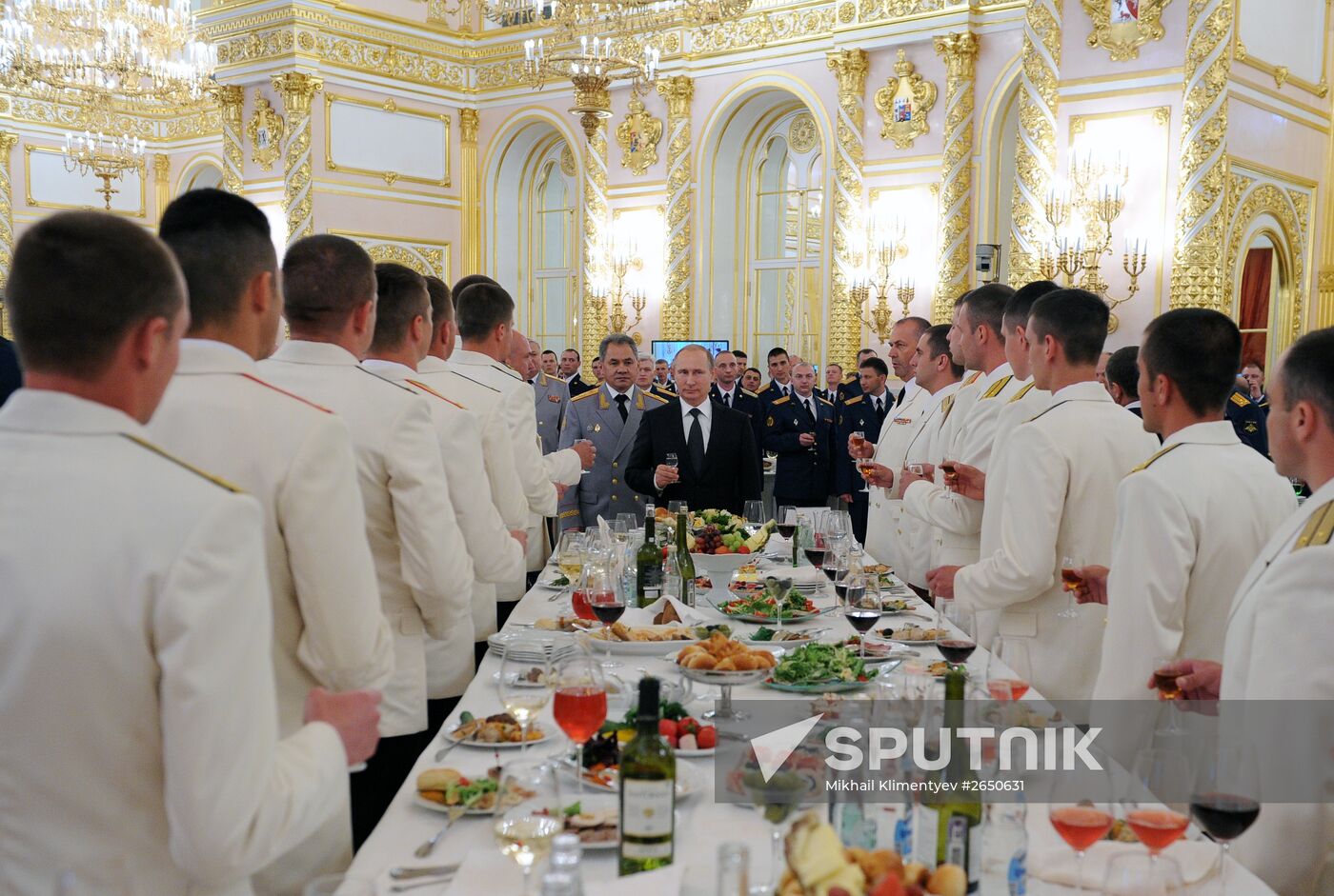 Russian President Vladimir Putin hosts reception in honor of military academy graduates