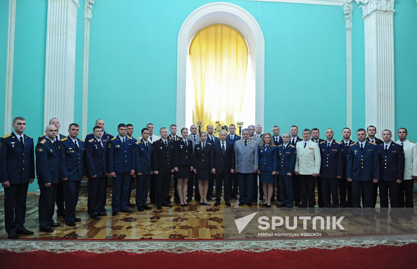Russian President Vladimir Putin hosts reception in honor of military academy graduates