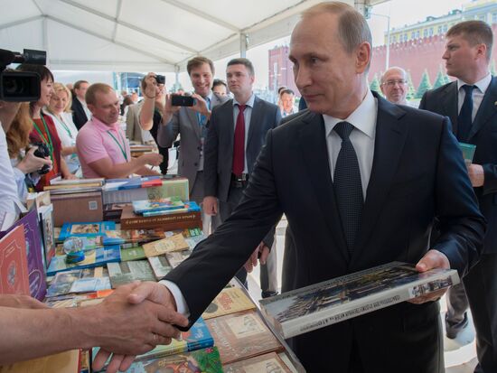 president Vladimir Putin attends Books of Russia Festival on Moscow's Red Square