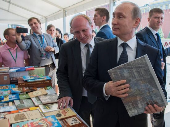 president Vladimir Putin attends Books of Russia Festival on Moscow's Red Square