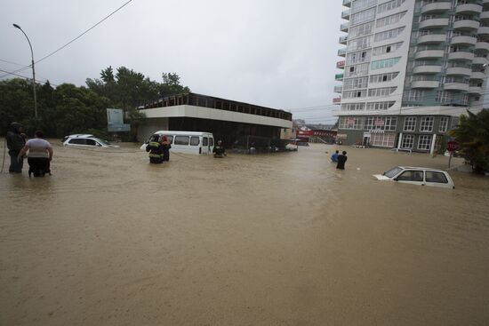 Downpour causes flash flood in Sochi