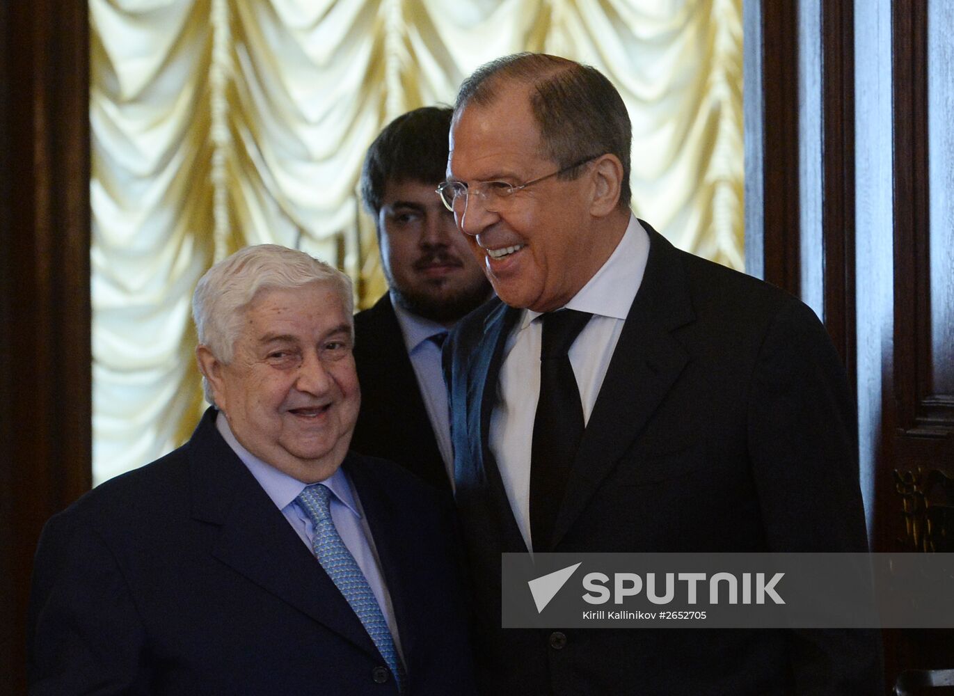 Russian Foreign Minister Sergei Lavrov meets with his Syrian counterpart Walid Muallem