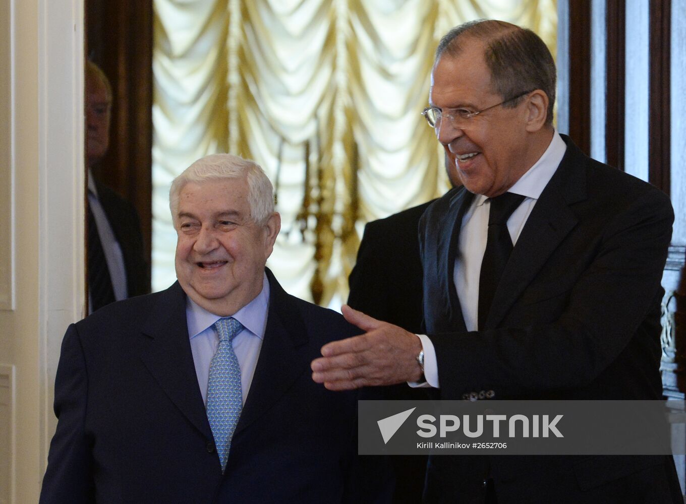 Russian Foreign Minister Sergei Lavrov meets with his Syrian counterpart Walid Muallem