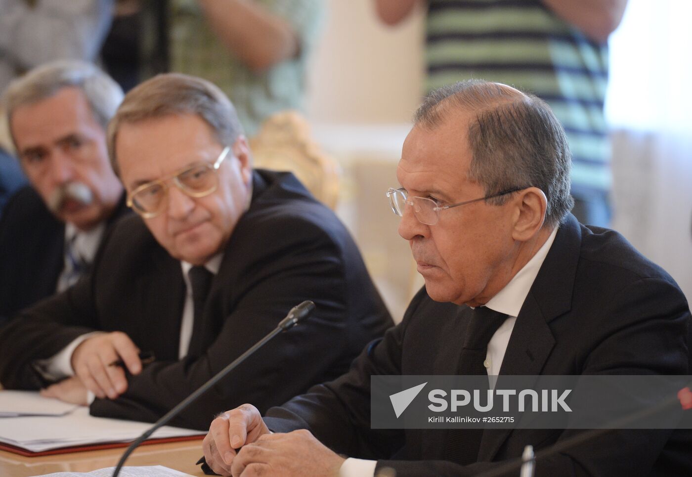 Russian Foreign Minister Sergei Lavrov meets with his Syrian counterpart Walid Muallem