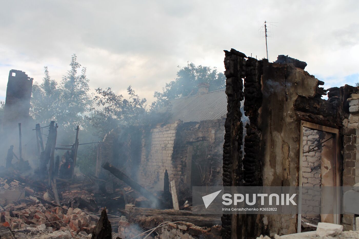 Damage caused by shelling of Donetsk's Oktyabrsky district