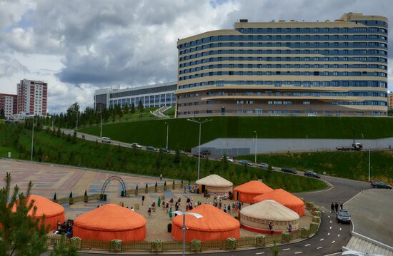 Vatan ethnic theme park outside the congress center in Ufa