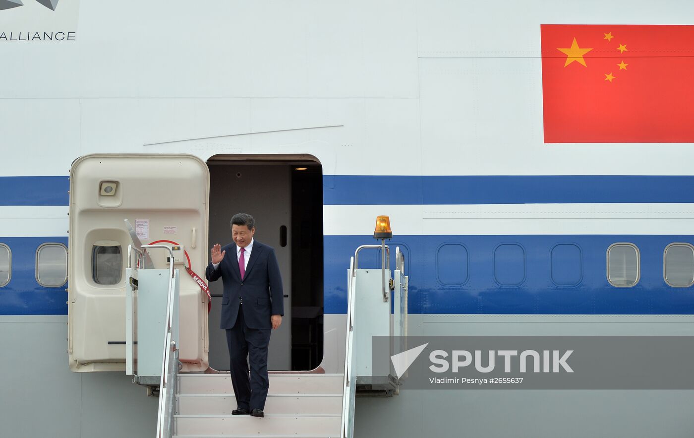 President of the People’s Republic of China Xi Jinping arrives in Ufa