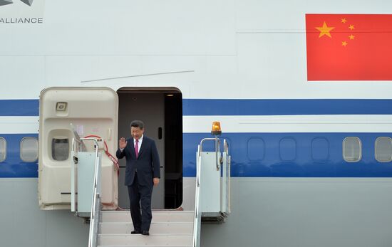 President of the People’s Republic of China Xi Jinping arrives in Ufa