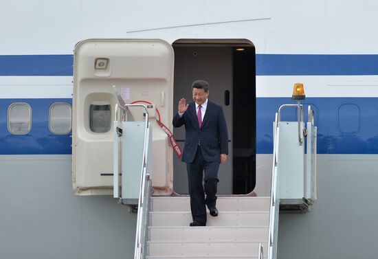 President of the People’s Republic of China Xi Jinping arrives in Ufa