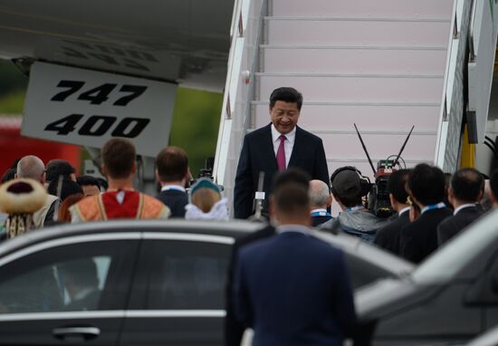 President of the People’s Republic of China Xi Jinping arrives in Ufa