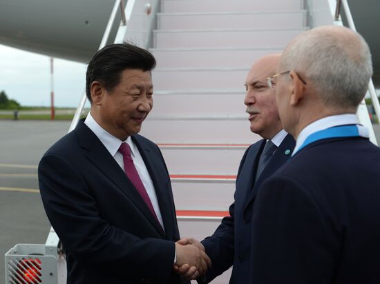 President of the People’s Republic of China Xi Jinping arrives in Ufa