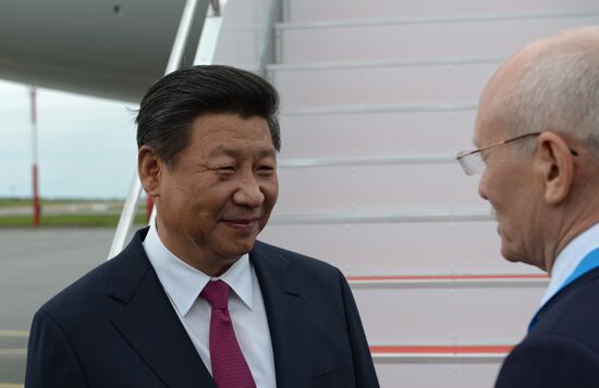 President of the People’s Republic of China Xi Jinping arrives in Ufa