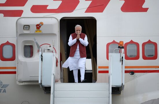Prime Minister of the Republic of India Narendra Modi arrives in Ufa