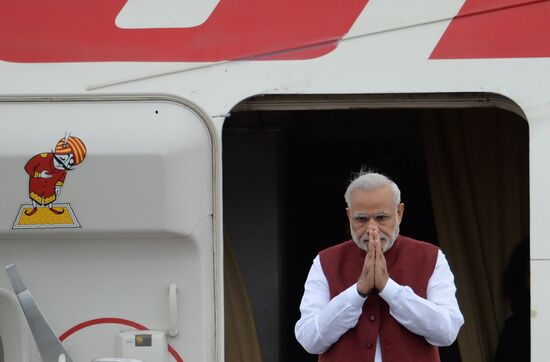 Prime Minister of the Republic of India Narendra Modi arrives in Ufa
