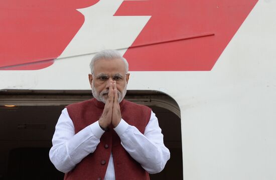 Prime Minister of the Republic of India Narendra Modi arrives in Ufa