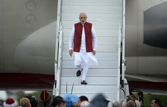Prime Minister of the Republic of India Narendra Modi arrives in Ufa