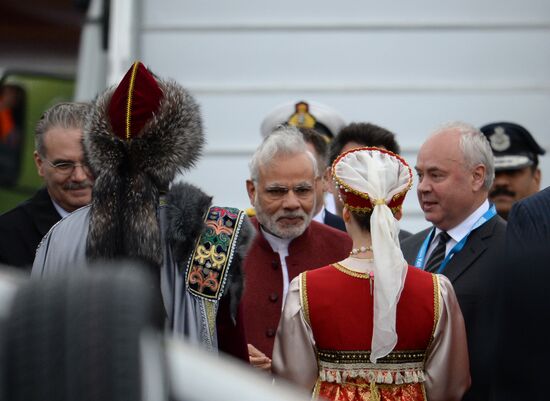 Prime Minister of the Republic of India Narendra Modi arrives in Ufa