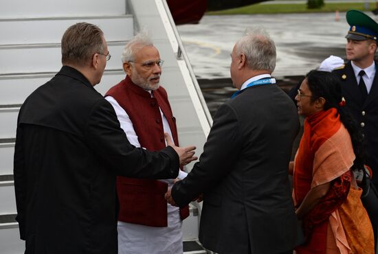 Prime Minister of the Republic of India Narendra Modi arrives in Ufa