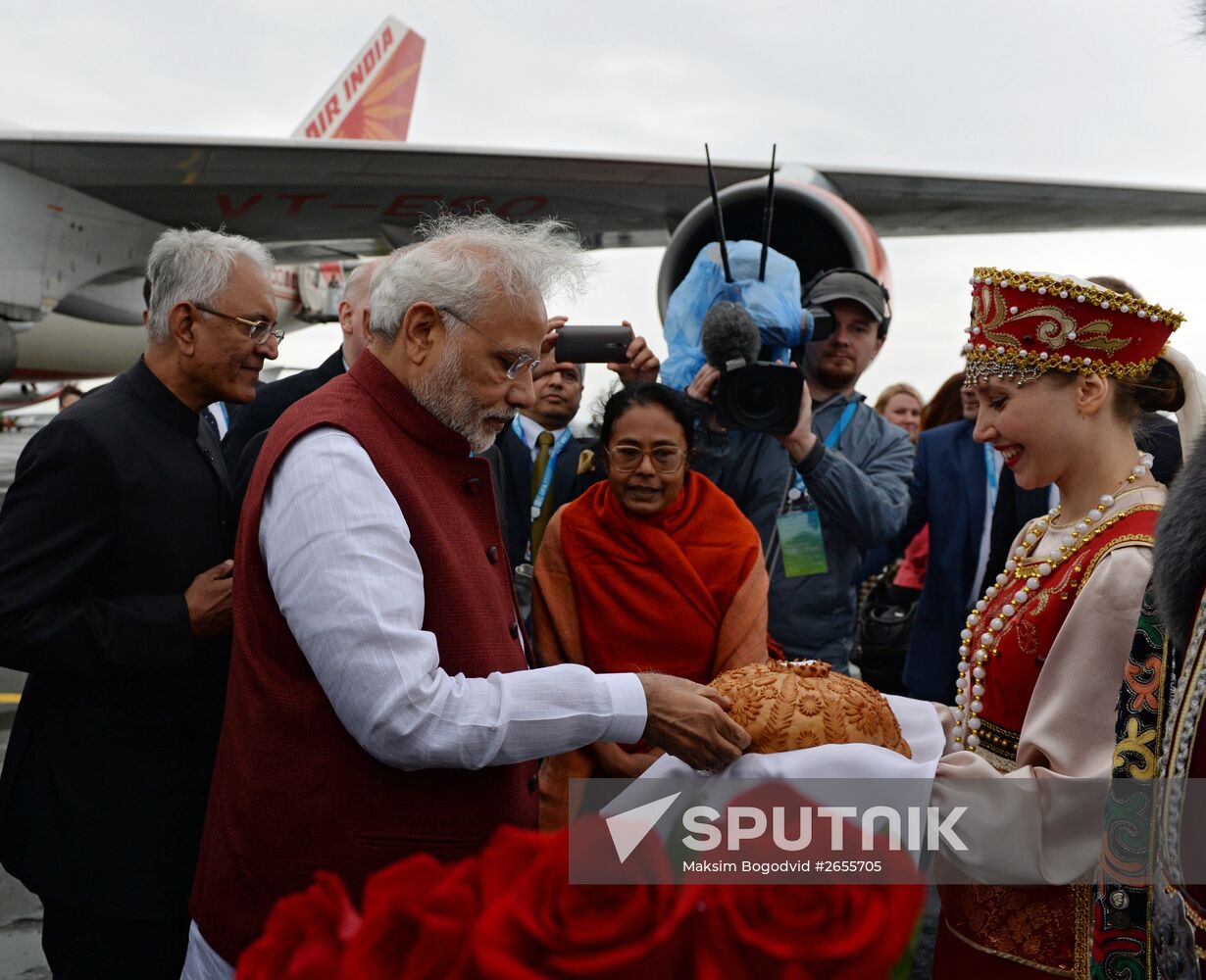 Prime Minister of the Republic of India Narendra Modi arrives in Ufa