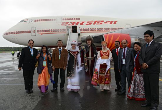 Prime Minister of the Republic of India Narendra Modi arrives in Ufa