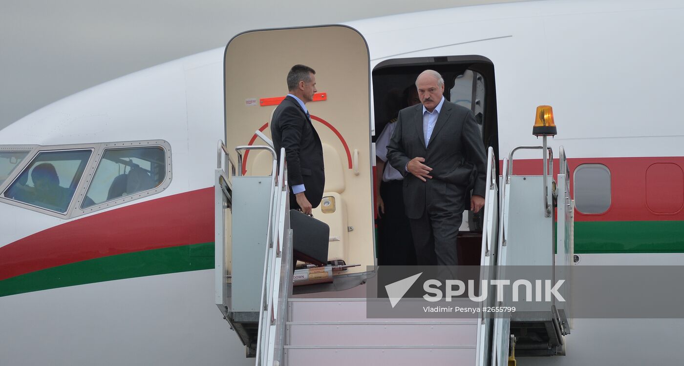 President of the Republic of Belarus Alexander Lukashenko arrives in Ufa