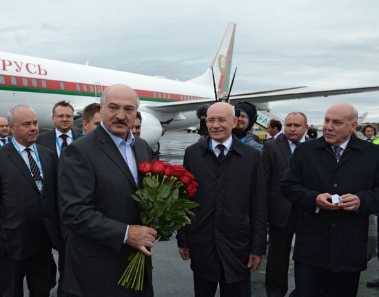 President of the Republic of Belarus Alexander Lukashenko arrives in Ufa