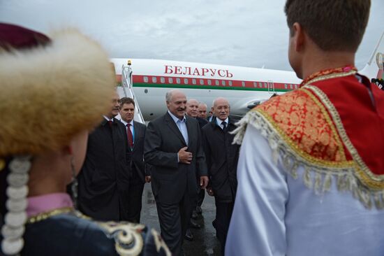 President of the Republic of Belarus Alexander Lukashenko arrives in Ufa