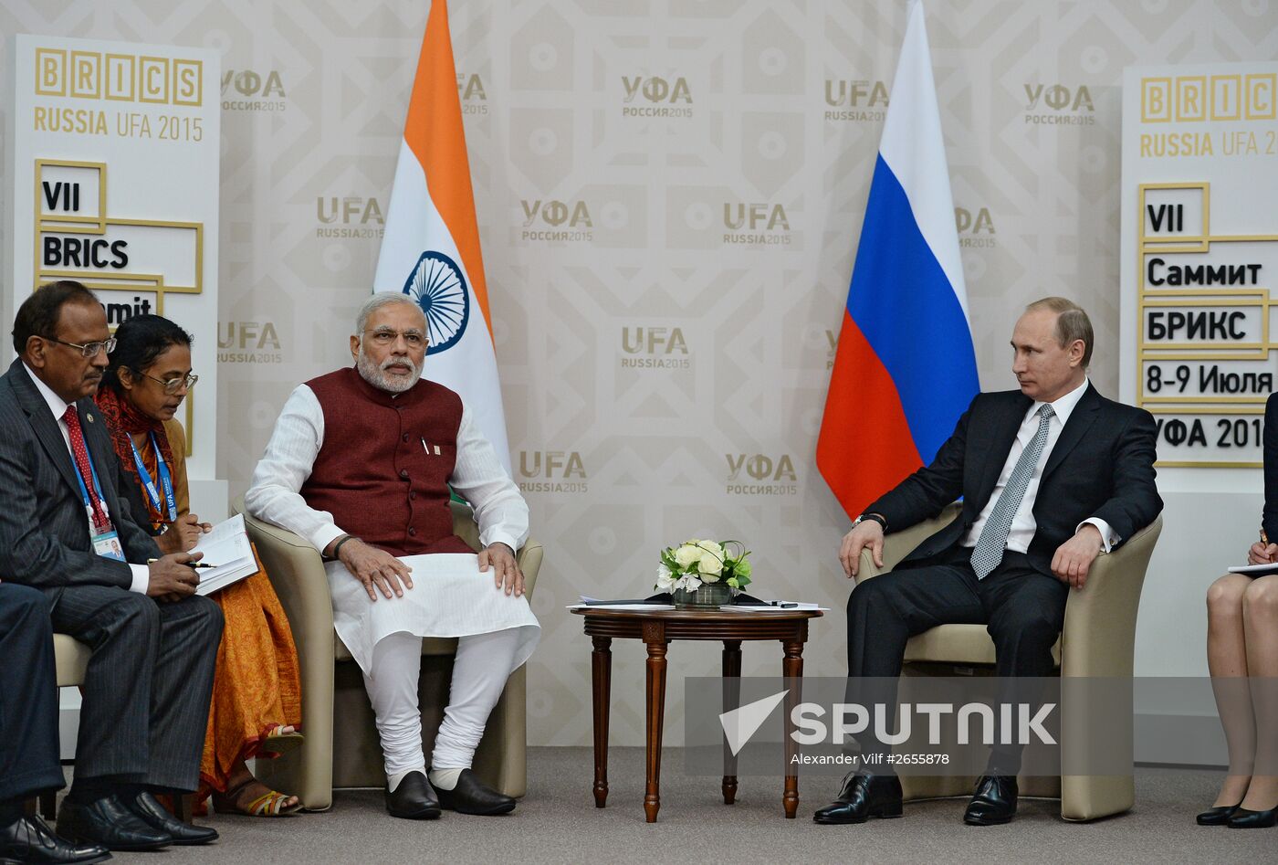 President of the Russian Federation Vladimir Putin meets with Prime Minister of India Narendra Modi