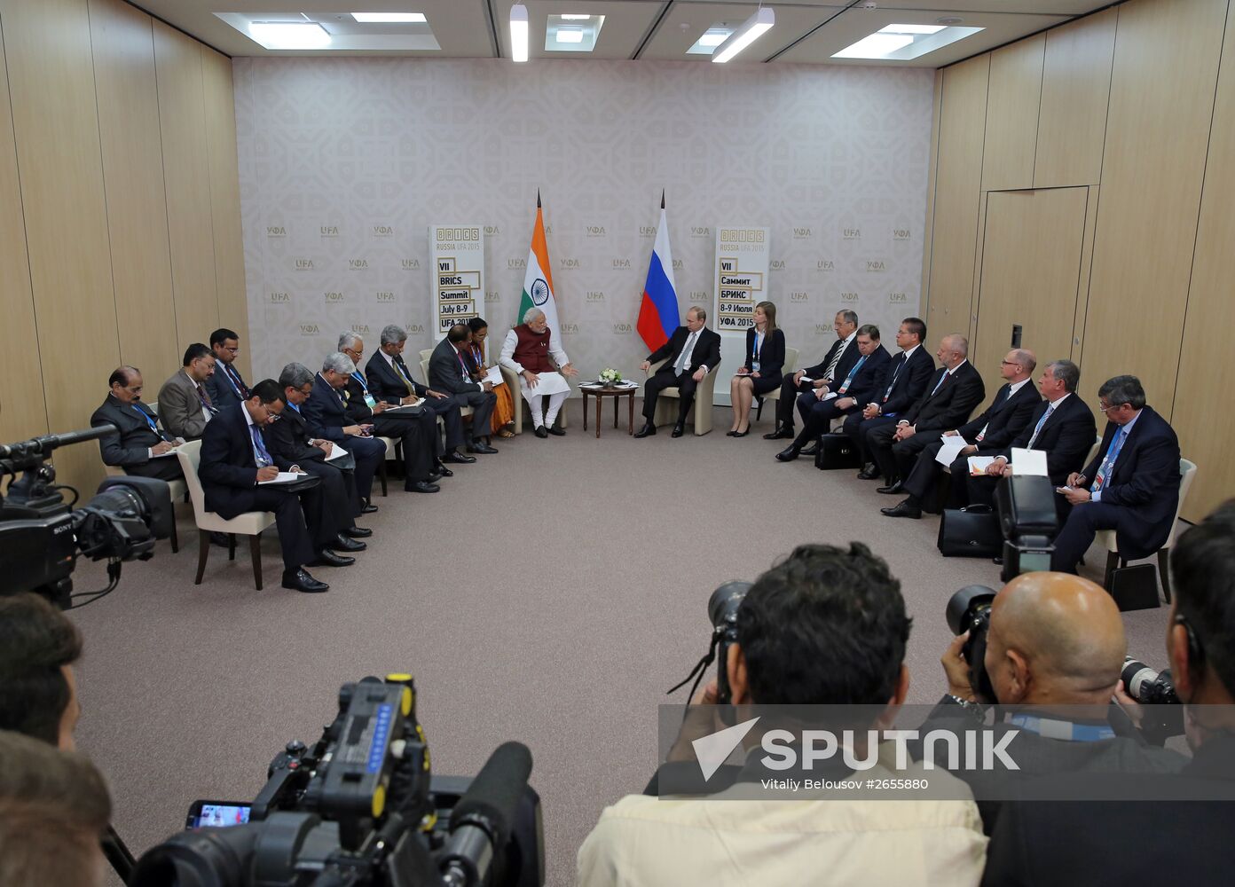 President of the Russian Federation Vladimir Putin meets with Prime Minister of India Narendra Modi