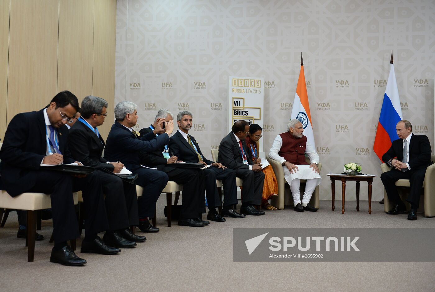 President of the Russian Federation Vladimir Putin meets with Prime Minister of India Narendra Modi