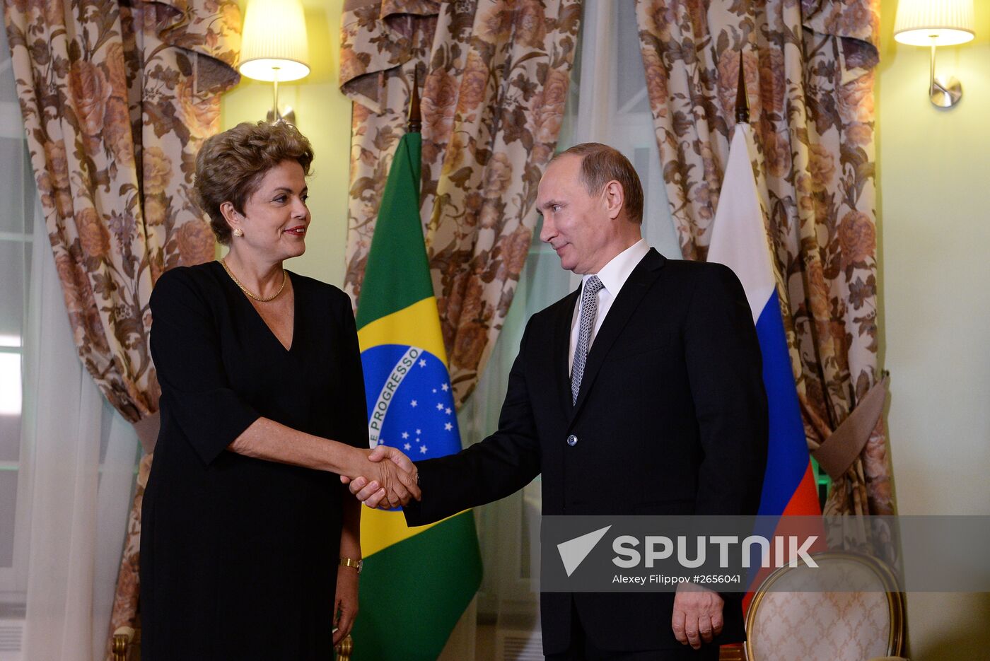 President of the Russian Federation Vladimir Putin meets with President of the Federative Republic of Brazil Dilma Rousseff