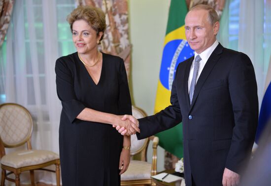President of the Russian Federation Vladimir Putin meets with President of the Federative Republic of Brazil Dilma Rousseff