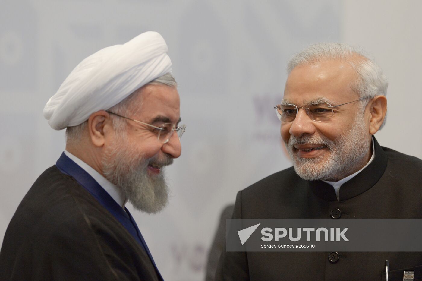 President of the Islamic Republic of Iran Hassan Rouhani meets with Prime Minister of the Republic of India Narendra Modi