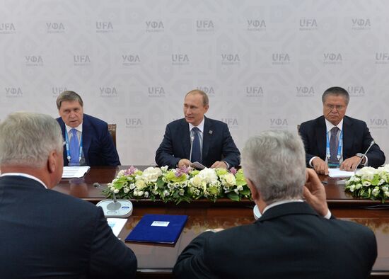 President of the Russian Federation Vladimir Putin meets with trade union leaders from the BRICS countries