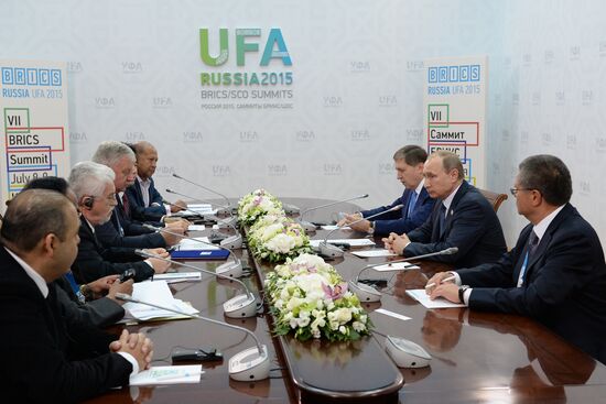 President of the Russian Federation Vladimir Putin meets with trade union leaders from the BRICS countries