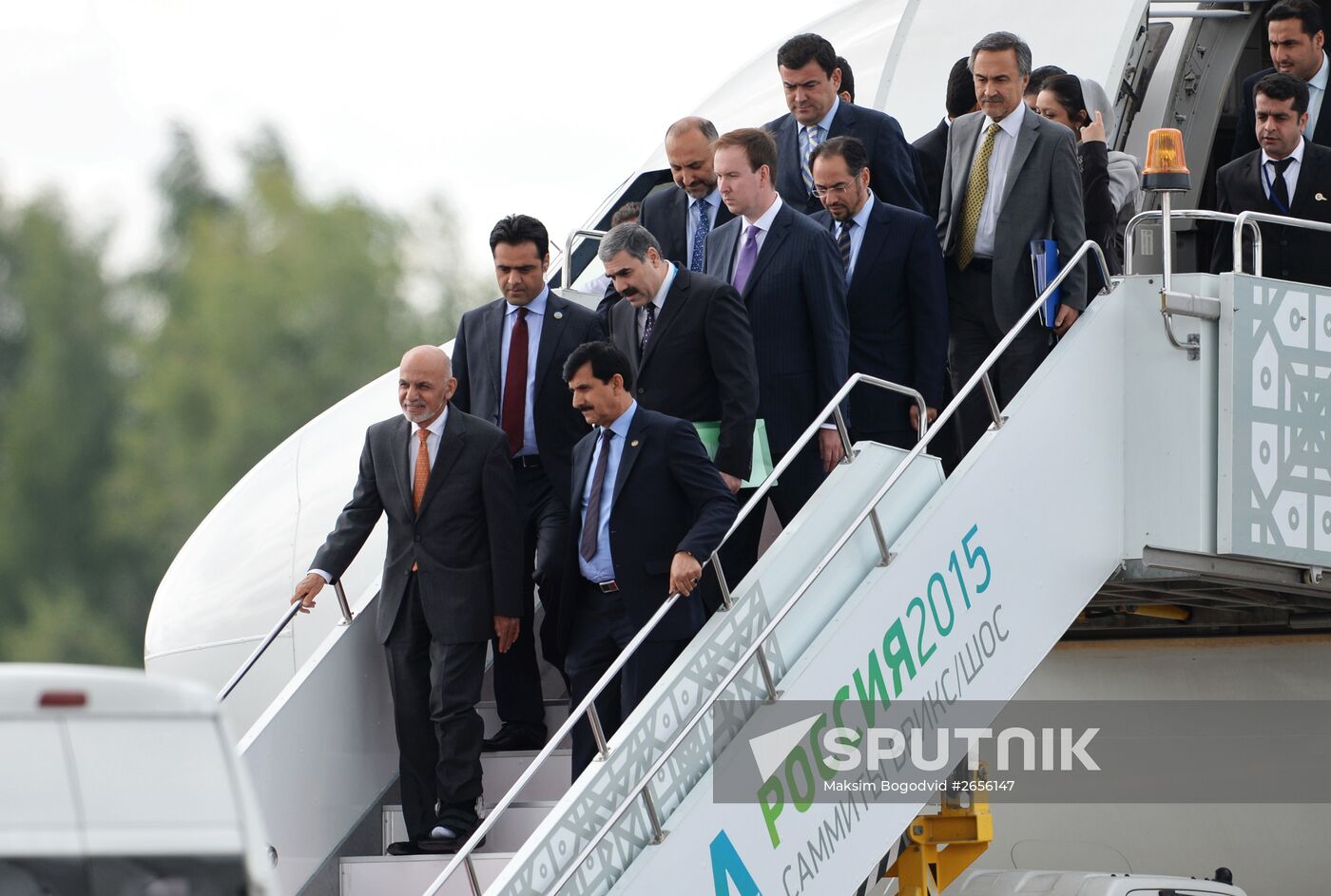 President of the Islamic Republic of Afghanistan Ashraf Ghani Ahmadzai arrives in Ufa