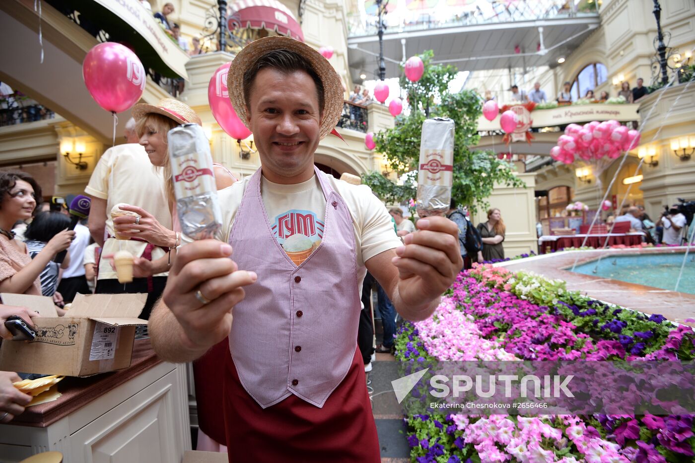 Ice-cream celebrations at Moscow GUM Department Store