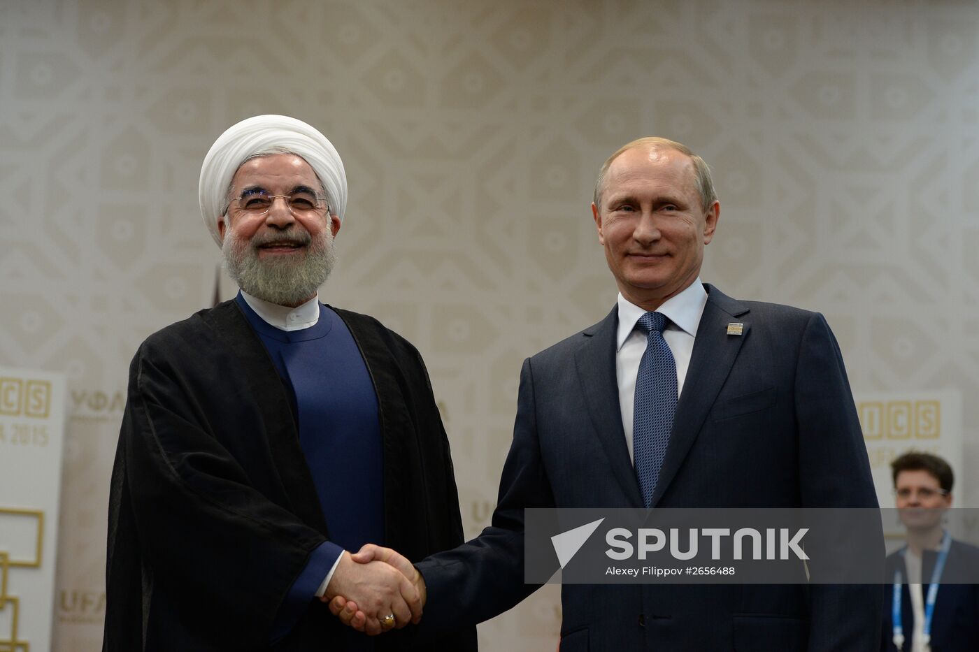 President of the Russian Federation Vladimir Putin meets with President of the Islamic Republic of Iran Hassan Rouhani
