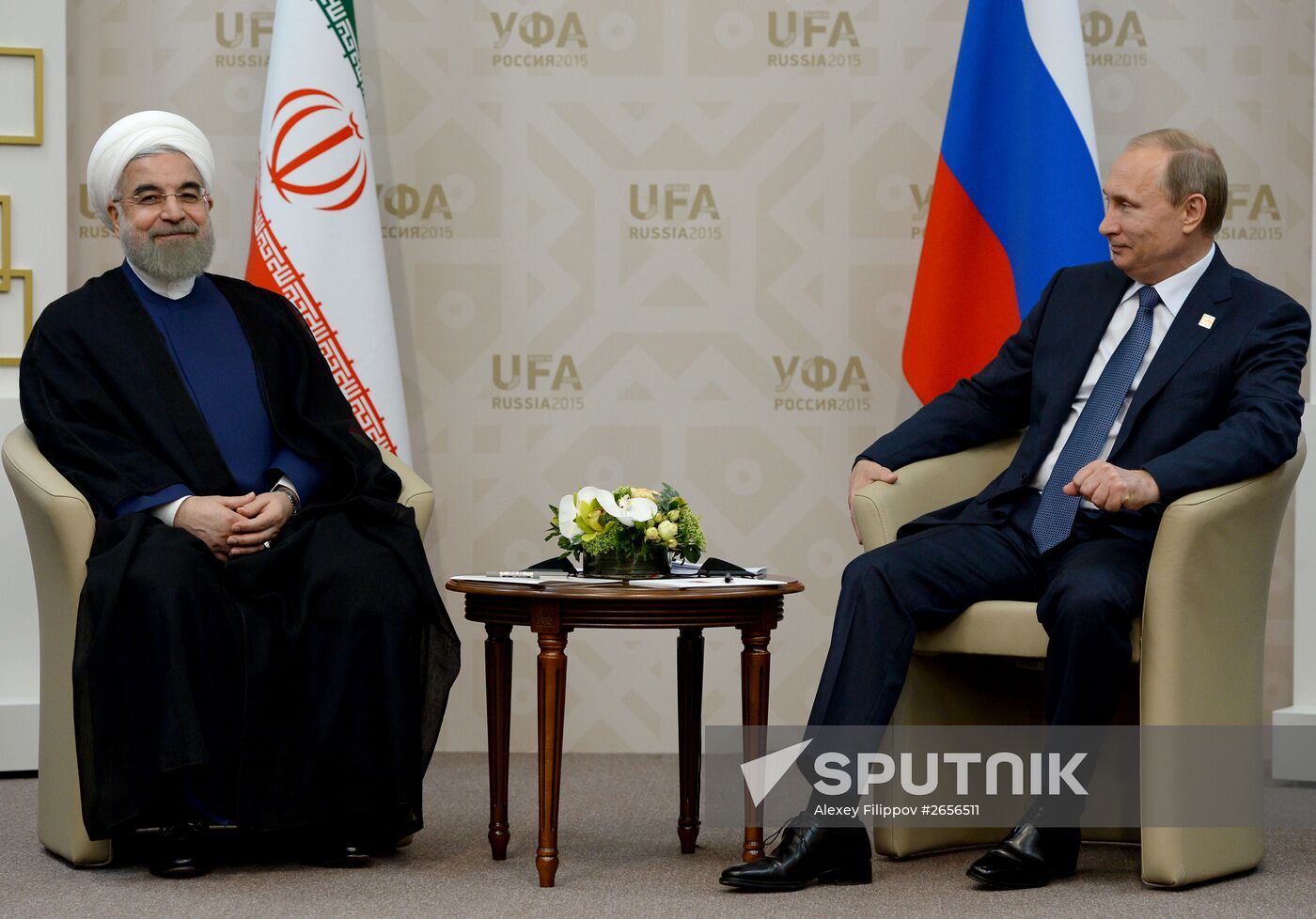 President of the Russian Federation Vladimir Putin meets with President of the Islamic Republic of Iran Hassan Rouhani
