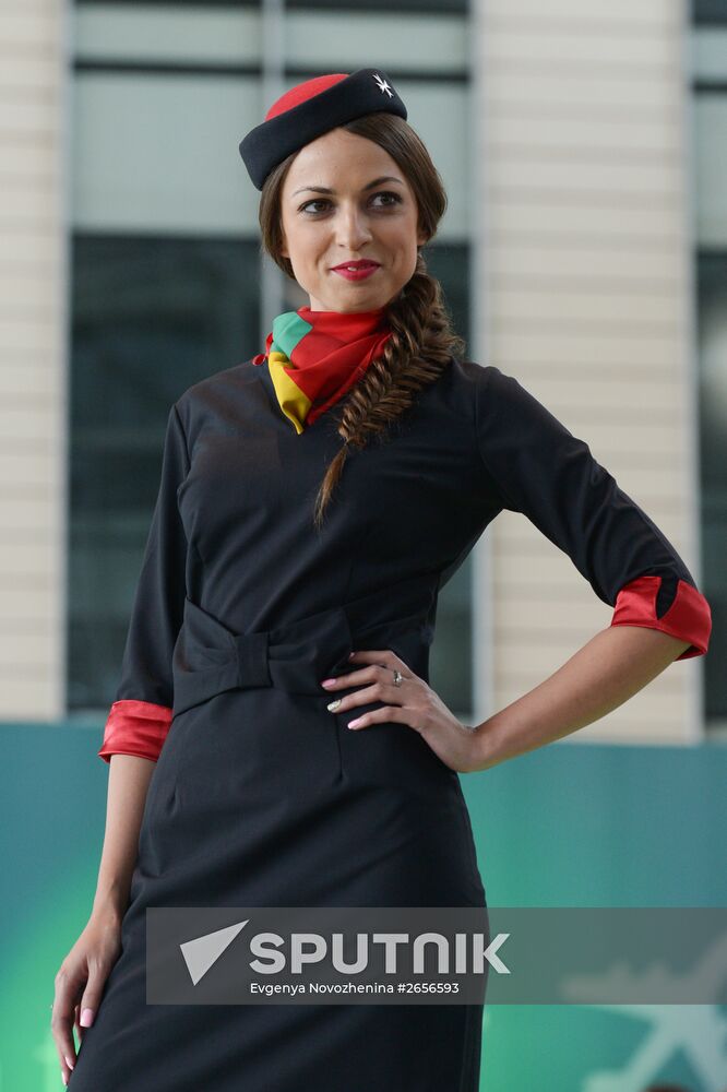 DME Runway cabin crew uniform show at Domodedovo airport