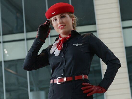 DME Runway cabin crew uniform show at Domodedovo airport
