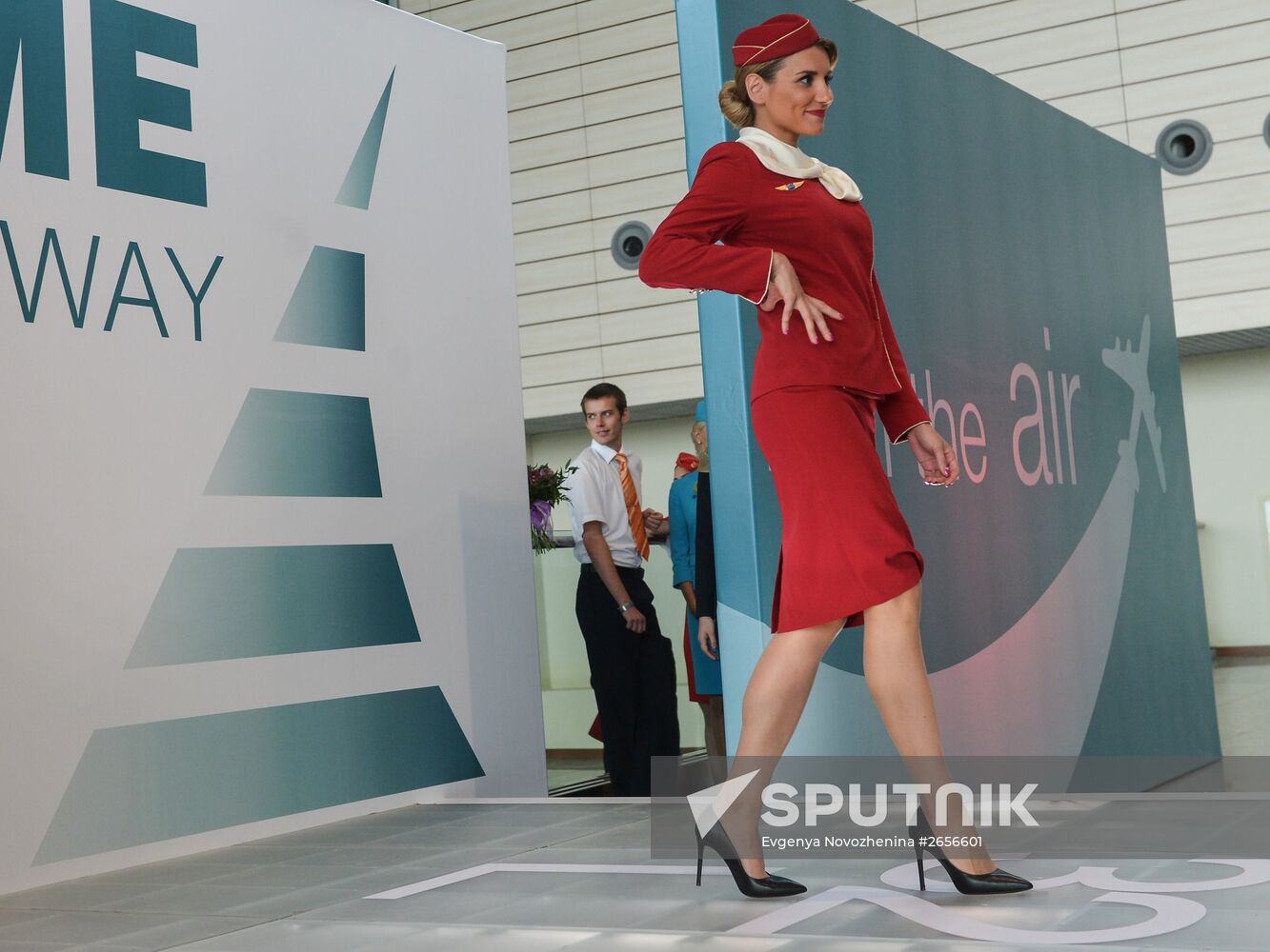 DME Runway cabin crew uniform show at Domodedovo airport
