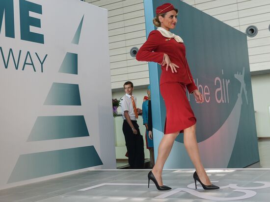 DME Runway cabin crew uniform show at Domodedovo airport